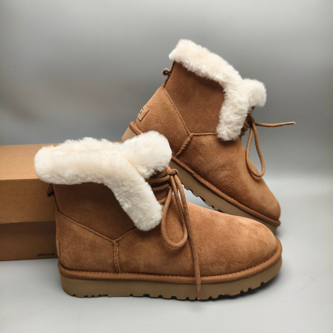 Chestnut Lace-Up Mid-Calf Casual Boots | Style 4576