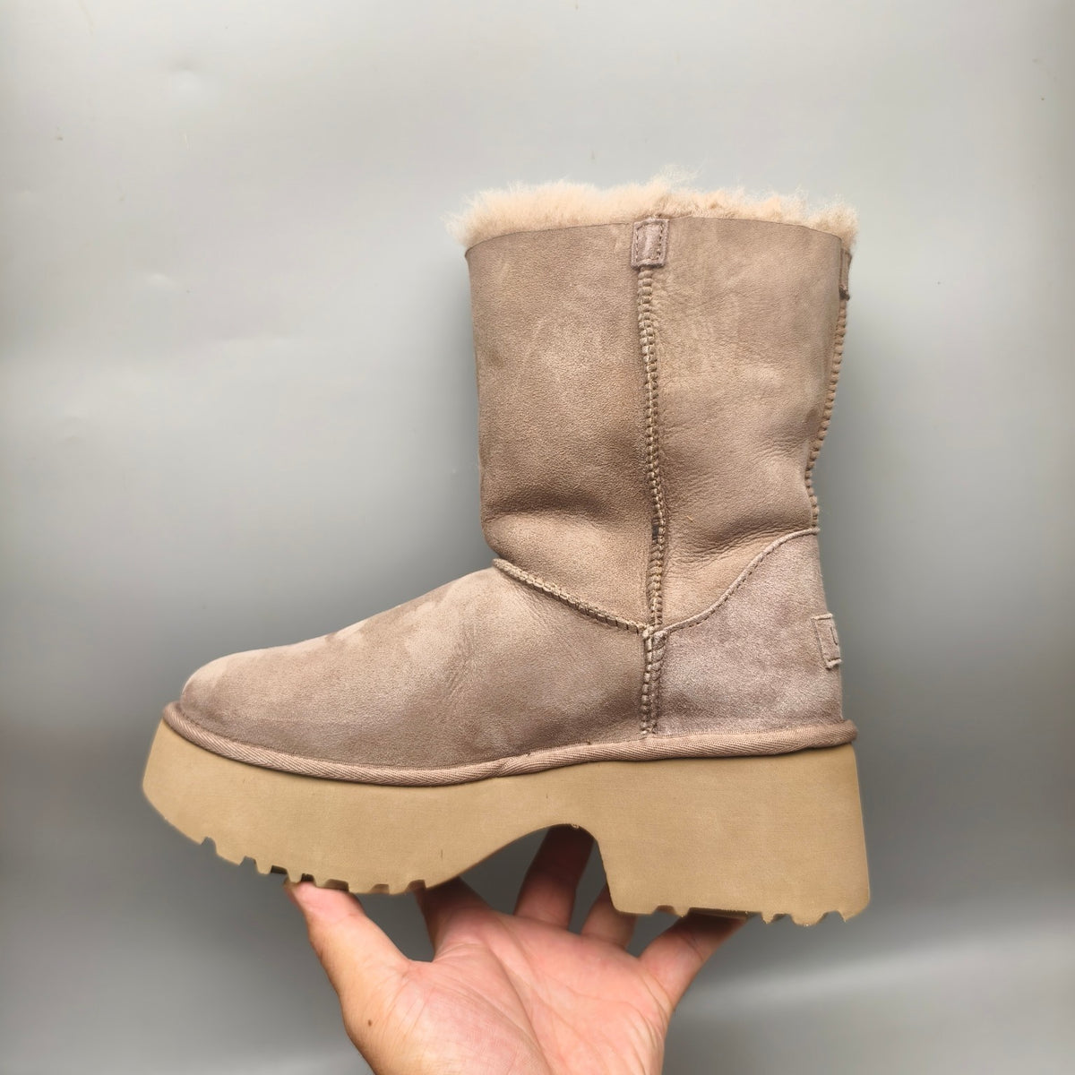 Walnut Brown Women's Platform Wedge Mid-Calf Boots | Style 1533