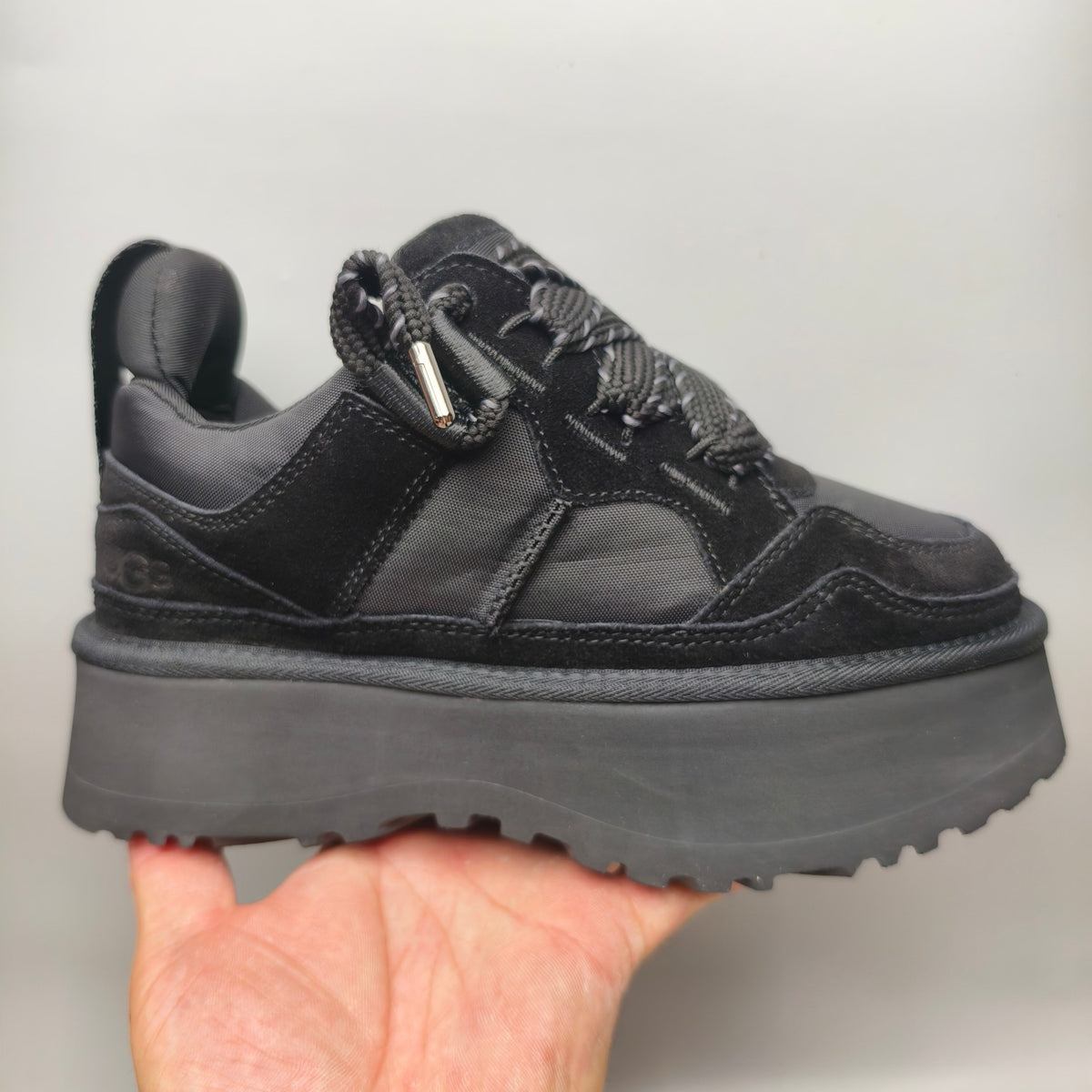 Black Chunky Platform Lace-Up Sneakers | Style 1541