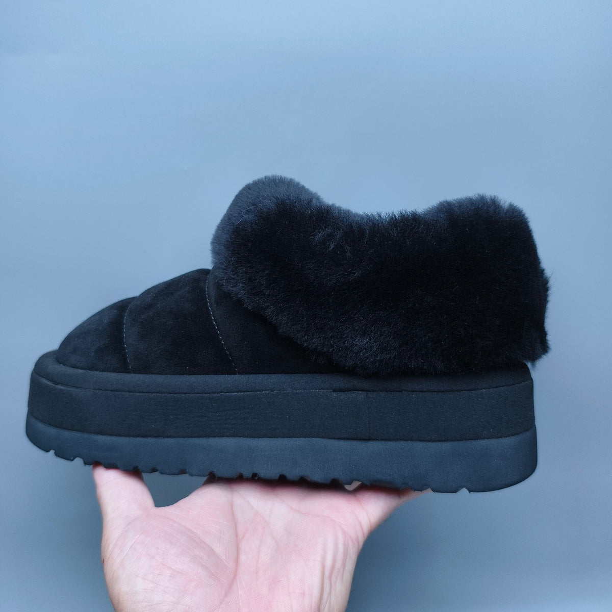 Black Platform Slip-On Casual Shoes | Style 6390