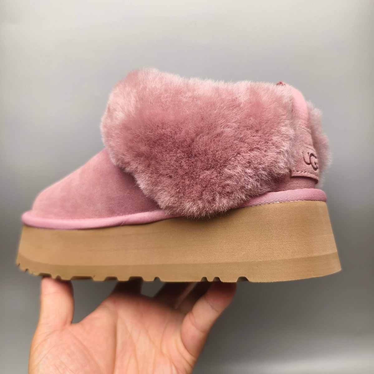 Pink Platform Slip-On Shoes with Suede-Look Finish | Style 1393