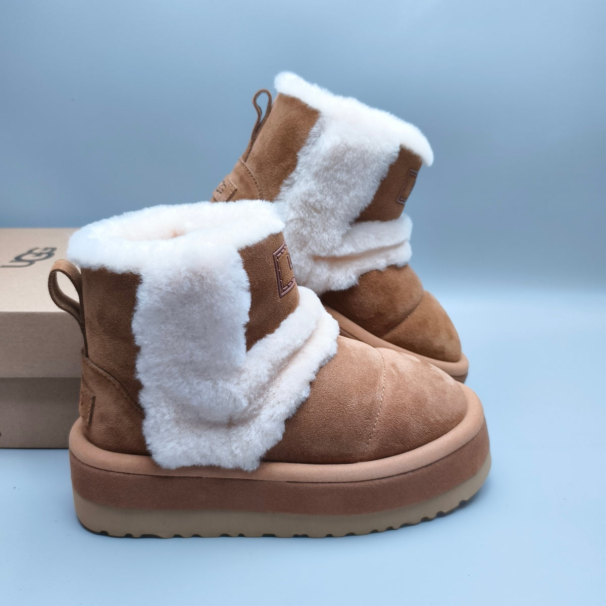 Chestnut Mid-Top Casual Shoes with Caterpillar-Inspired Platform Sole | Style 3316