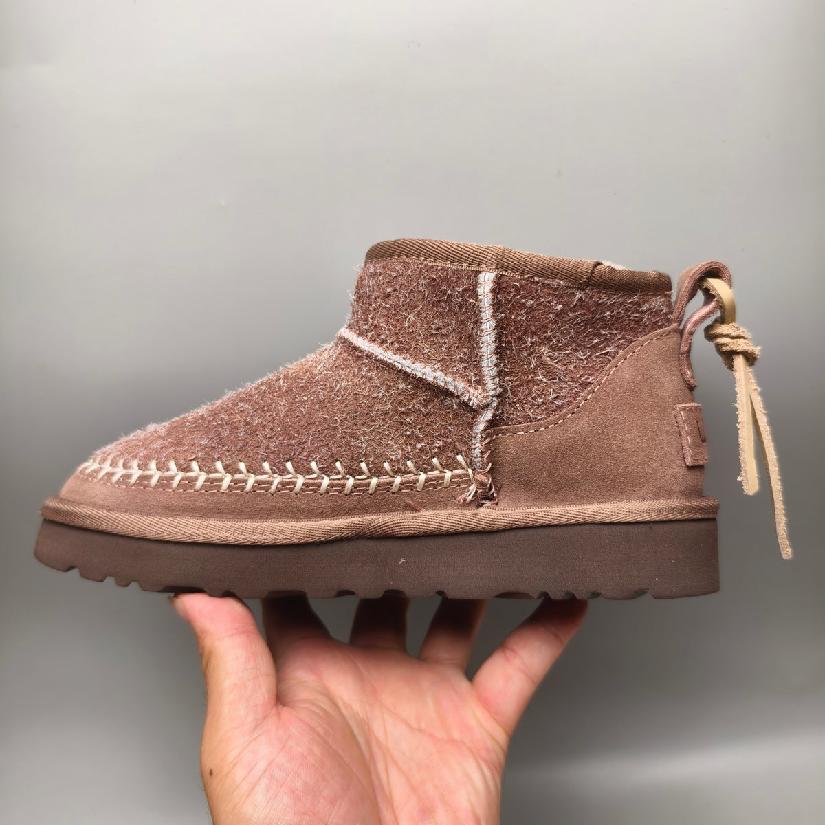 Brown Suede-Look Shoes with Back Strap | Style 1538