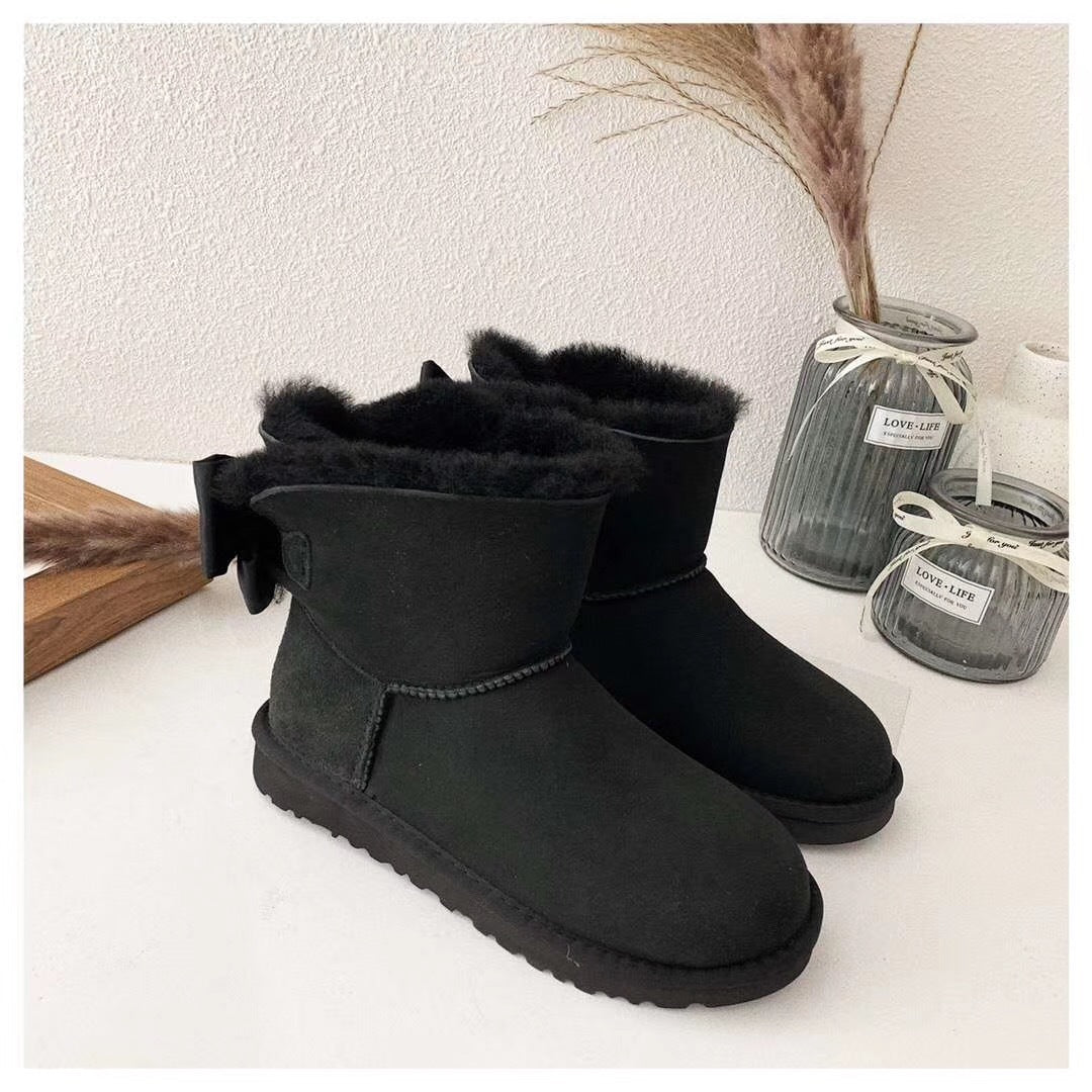 Black Bow-Detail Ankle Boots | Style 3130