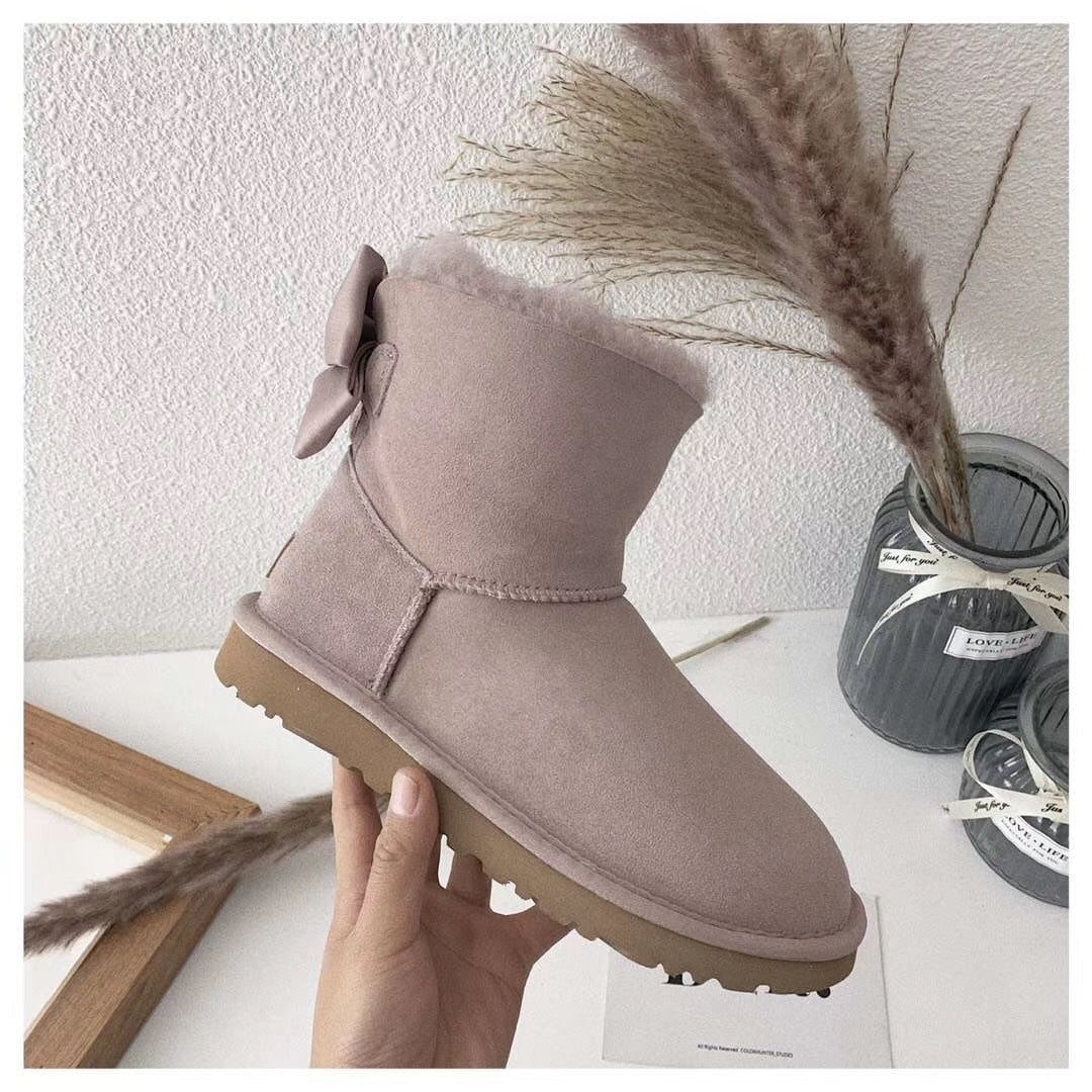 Dusky Pink Bow-Detail Ankle Boots | Style 3130