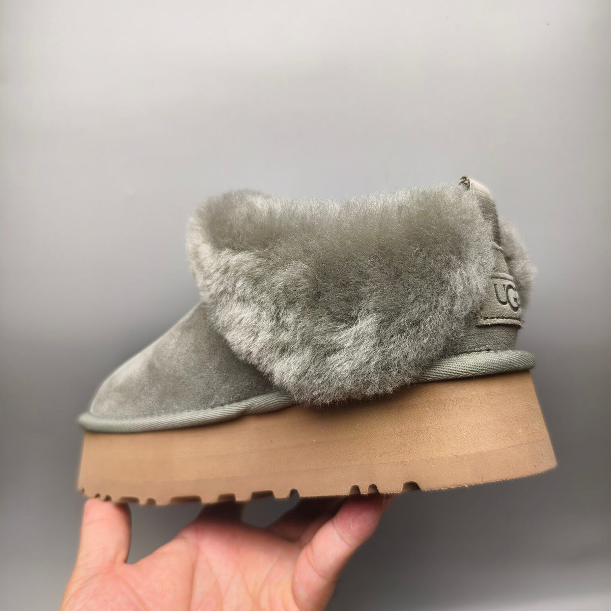 Green Platform Slip-On Shoes with Suede-Look Finish | Style 1393