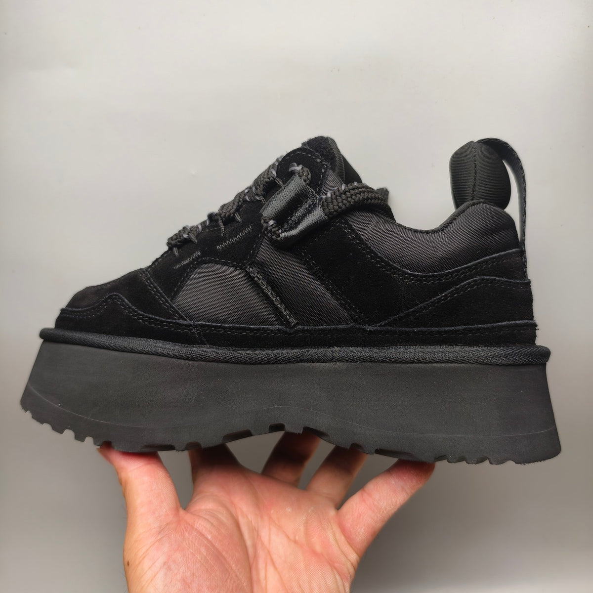 Black Chunky Platform Lace-Up Sneakers | Style 1541