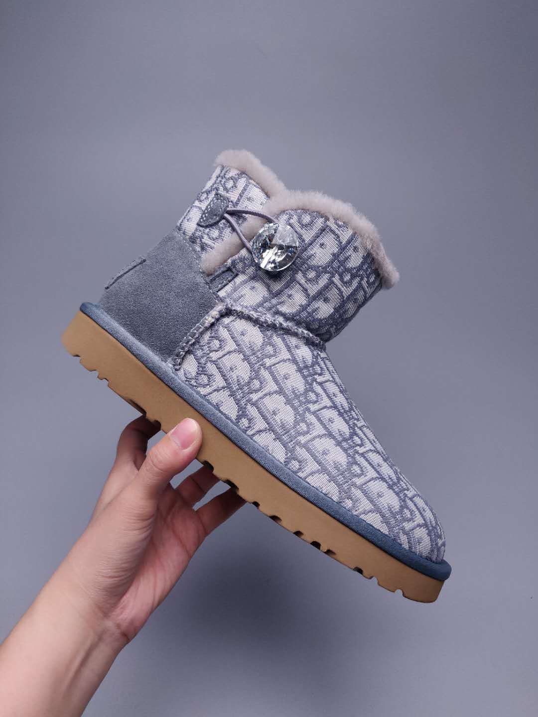 Gray Textile-Pattern Boots | Style 6554