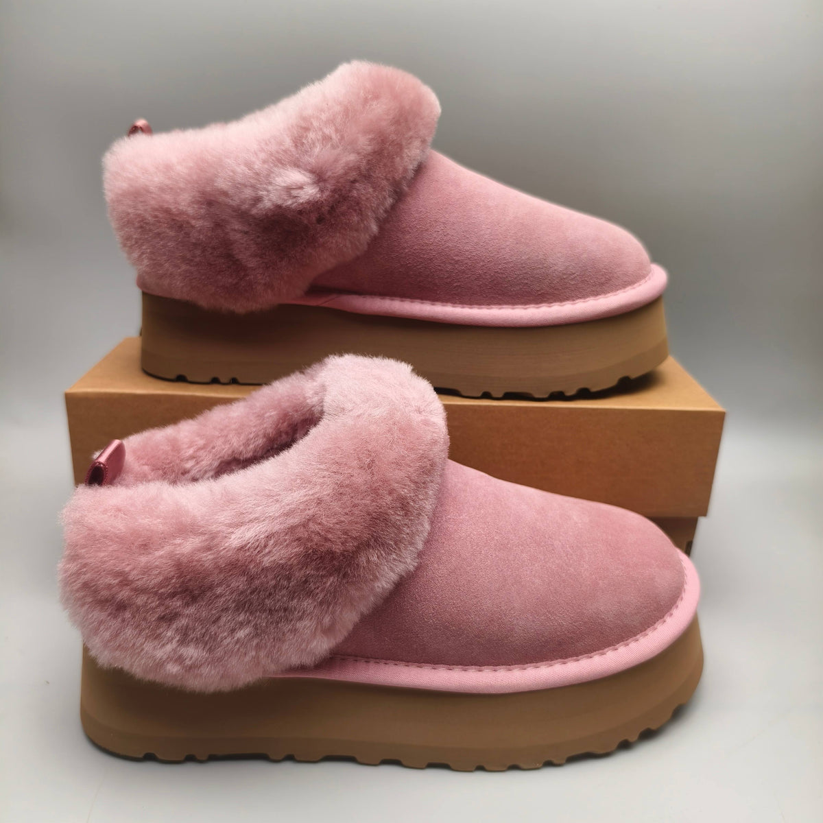 Pink Platform Slip-On Shoes with Suede-Look Finish | Style 1393