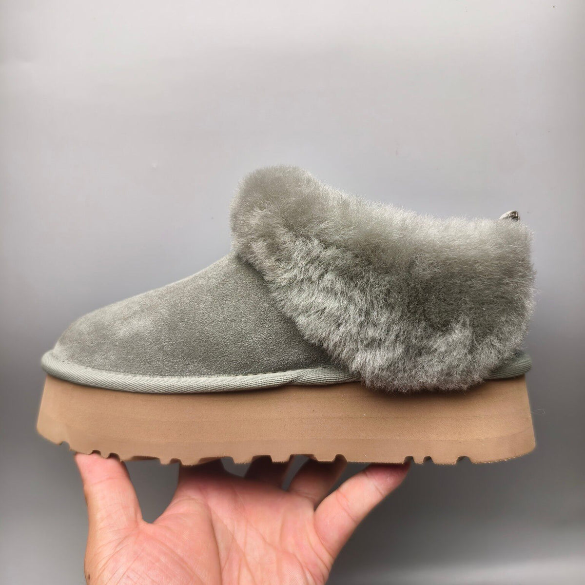 Green Platform Slip-On Shoes with Suede-Look Finish | Style 1393