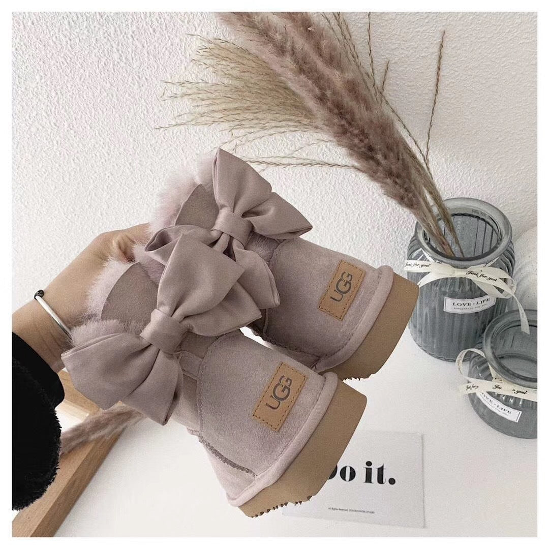 Dusky Pink Bow-Detail Ankle Boots | Style 3130