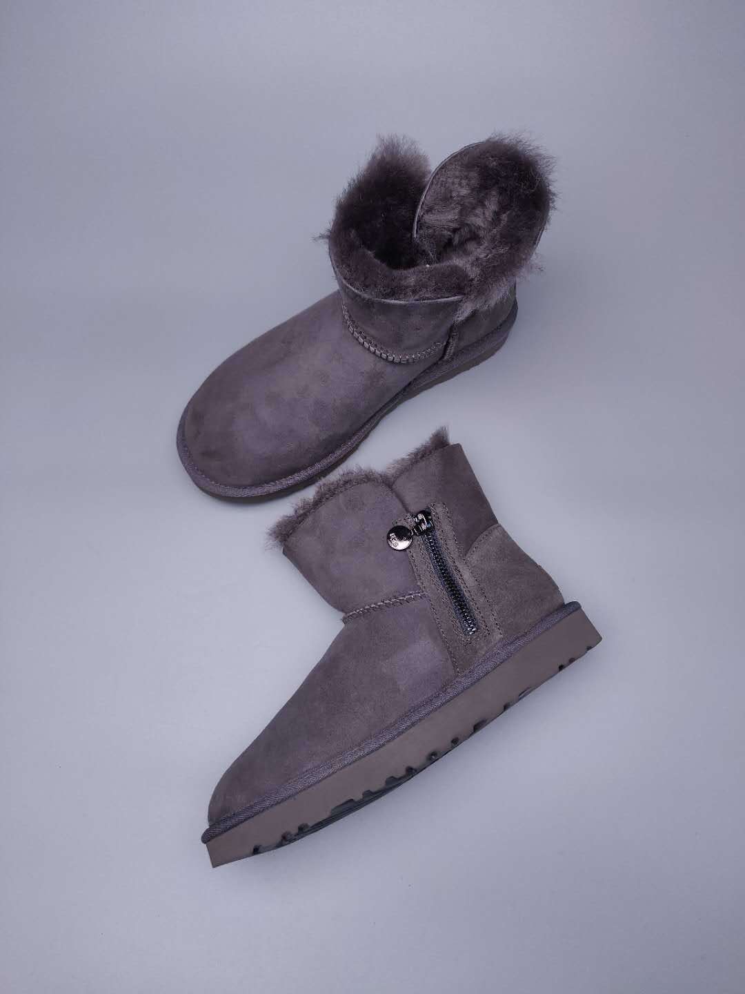 Gray Side-Zip Ankle Boots | Style 2481