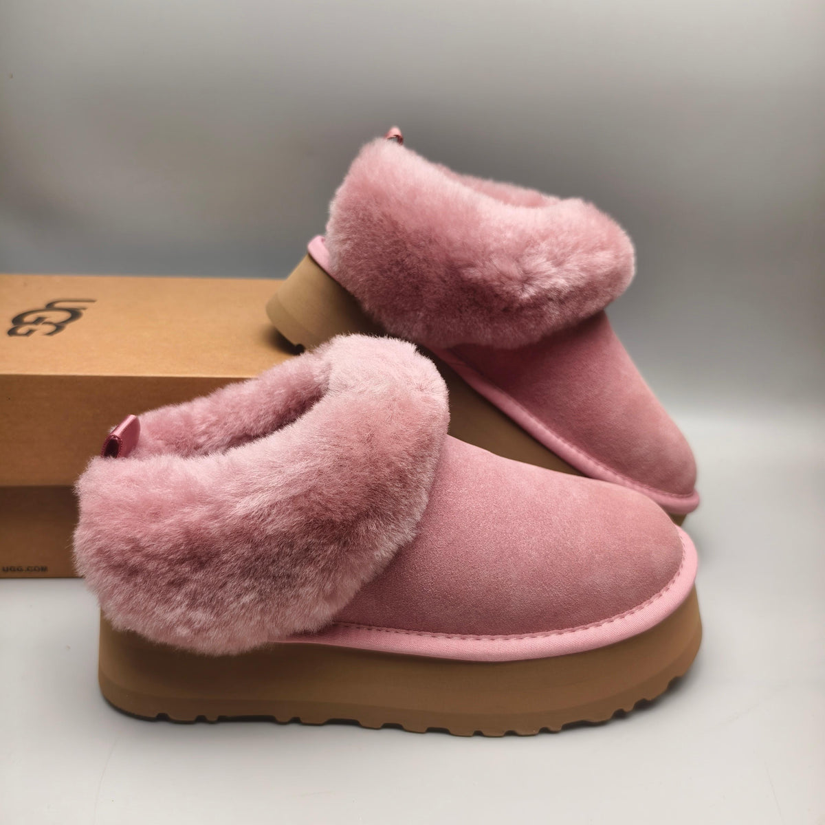 Pink Platform Slip-On Shoes with Suede-Look Finish | Style 1393