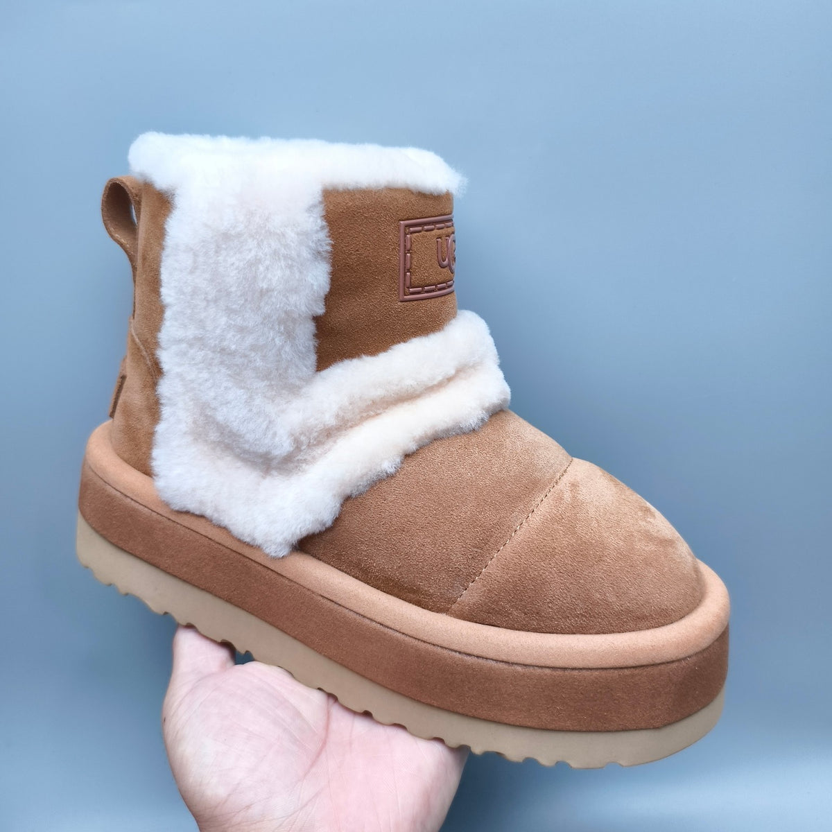 Chestnut Mid-Top Casual Shoes with Caterpillar-Inspired Platform Sole | Style 3316