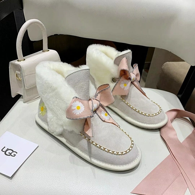 Milkshake White Daisy Chain & Ribbon Shoes | Style 7888