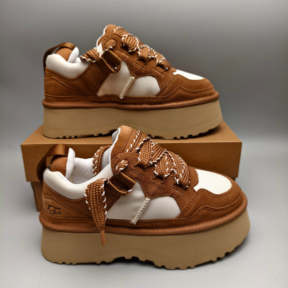 Chestnut Chunky Platform Lace-Up Sneakers | Style 1541
