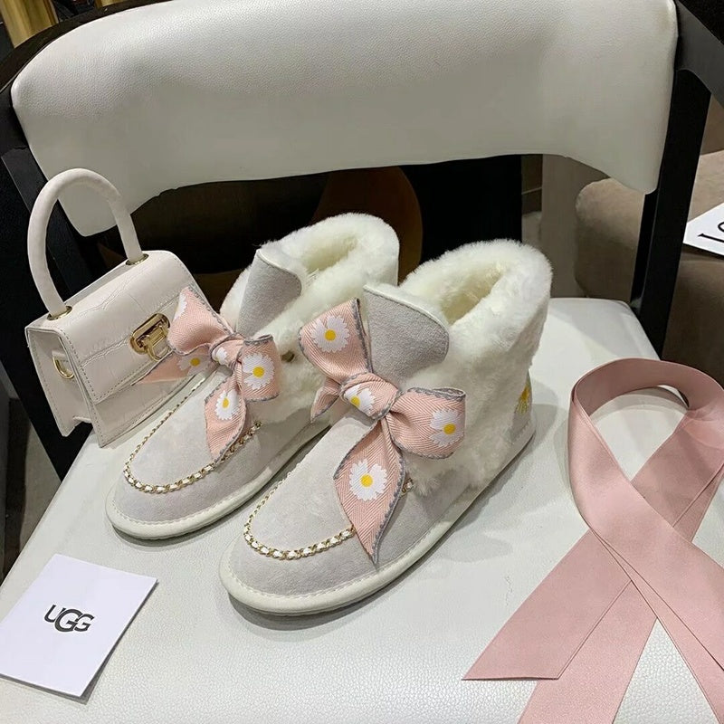 Milkshake White Daisy Chain & Ribbon Shoes | Style 7888