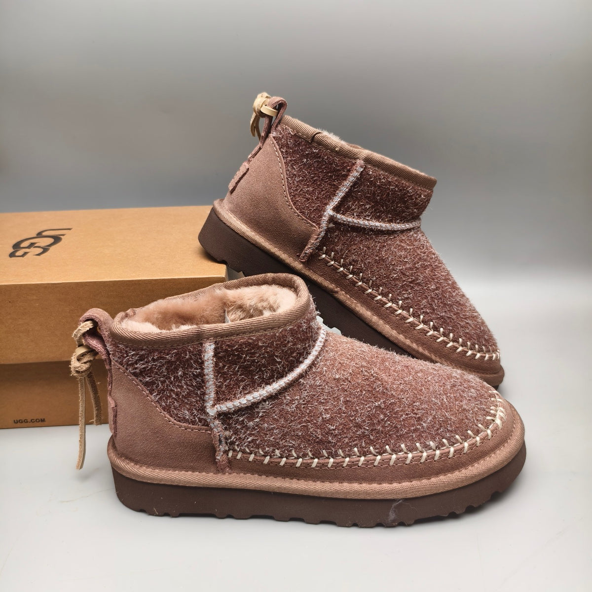 Brown Suede-Look Shoes with Back Strap | Style 1538