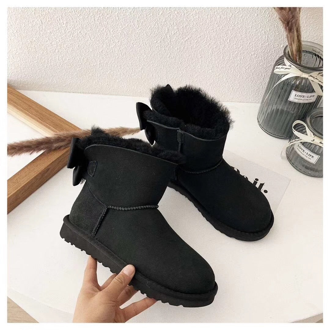 Black Bow-Detail Ankle Boots | Style 3130