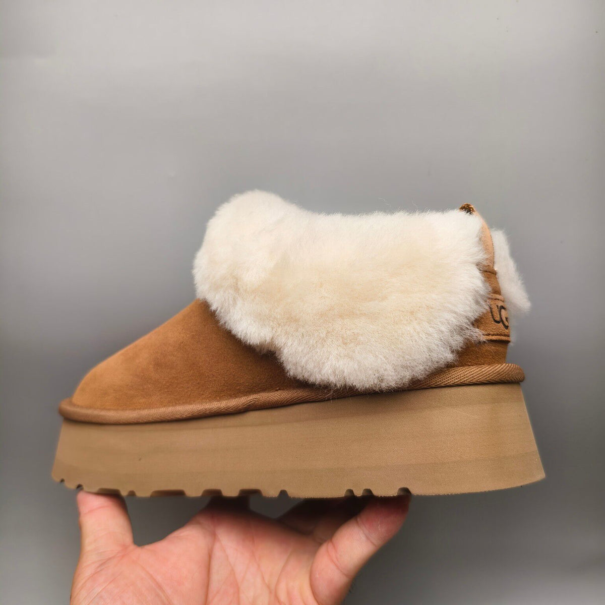 Chestnut Platform Slip-On Shoes with Suede-Look Finish | Style 1393