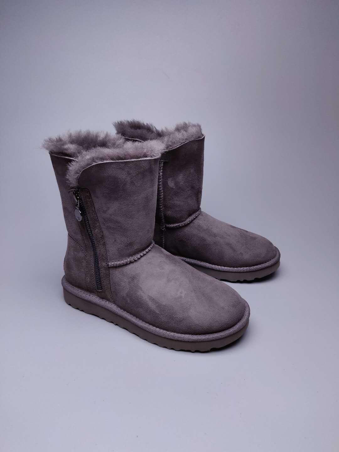 Gray Side-Zip Mid-Calf Boots | Style 2480
