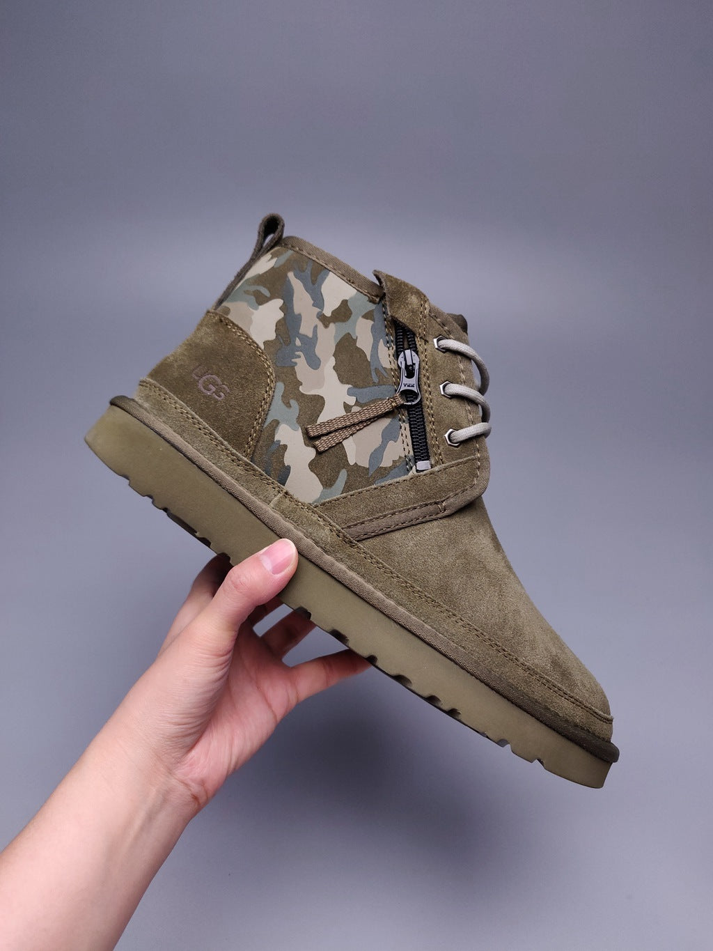 Army Green Men's Colorblock Camouflage Casual Shoes | Style 4193