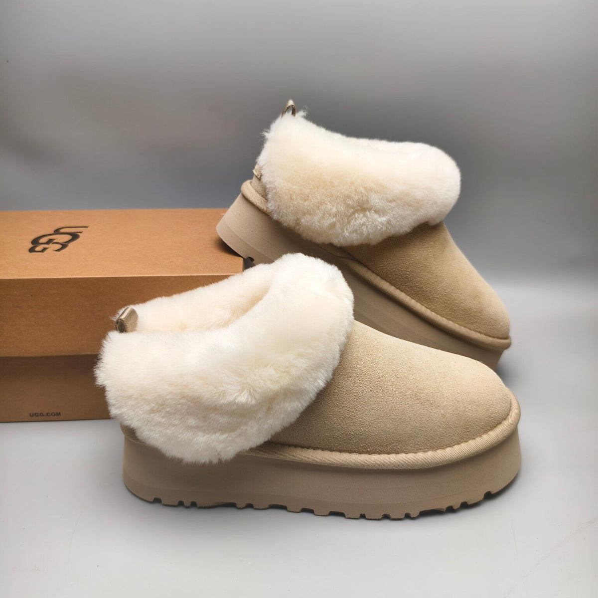 Sand Platform Slip-On Shoes with Suede-Look Finish | Style 1393