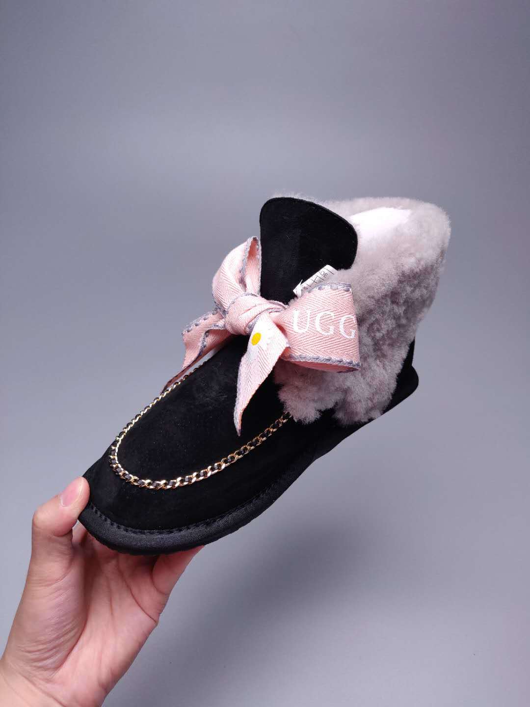 Black Daisy Chain & Ribbon Shoes | Style 7888