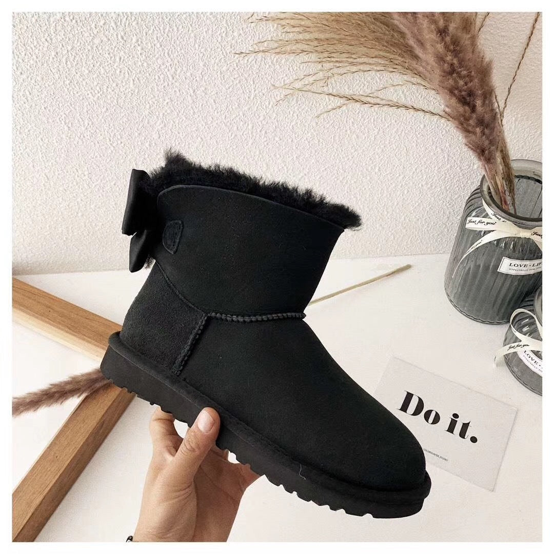 Black Bow-Detail Ankle Boots | Style 3130