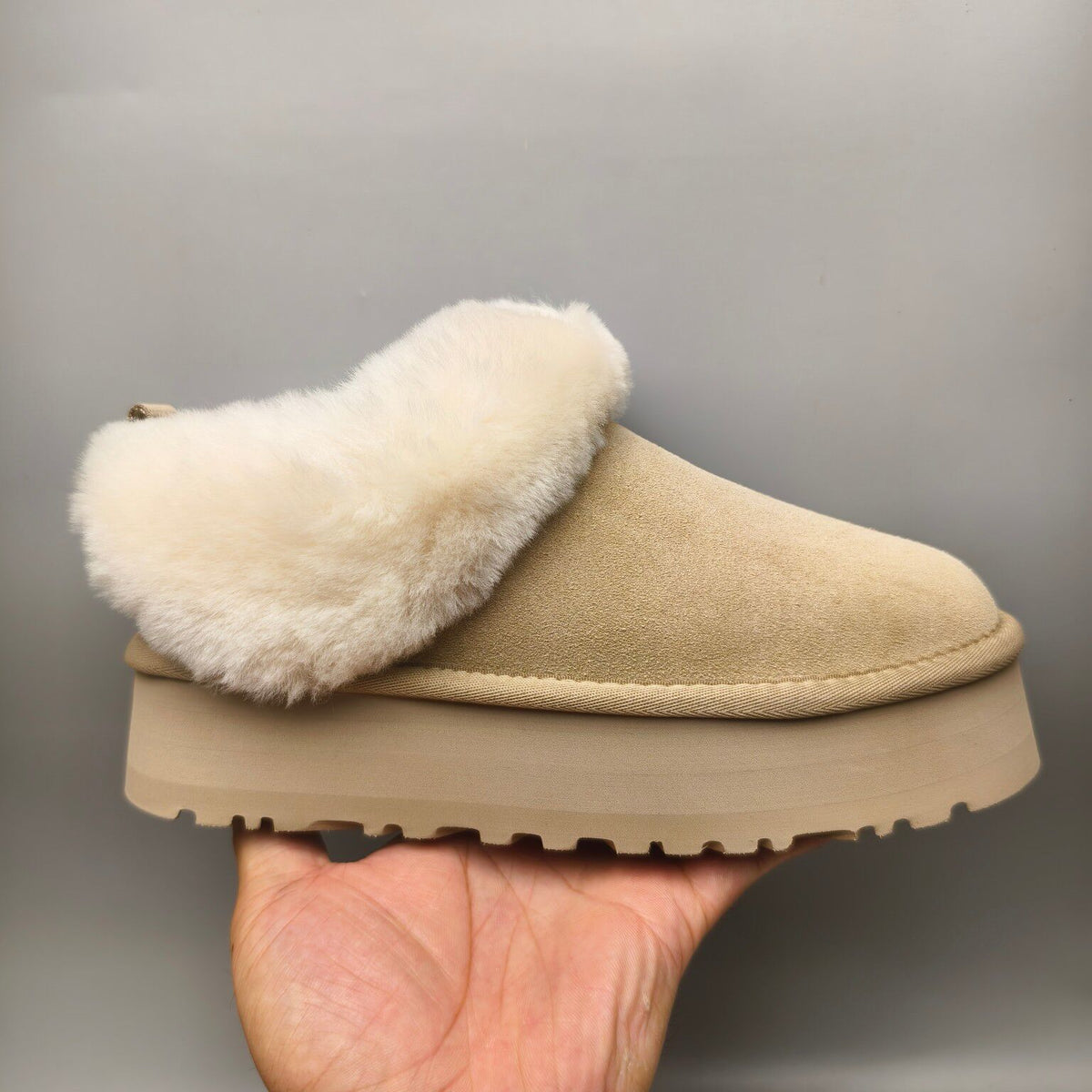 Sand Platform Slip-On Shoes with Suede-Look Finish | Style 1393