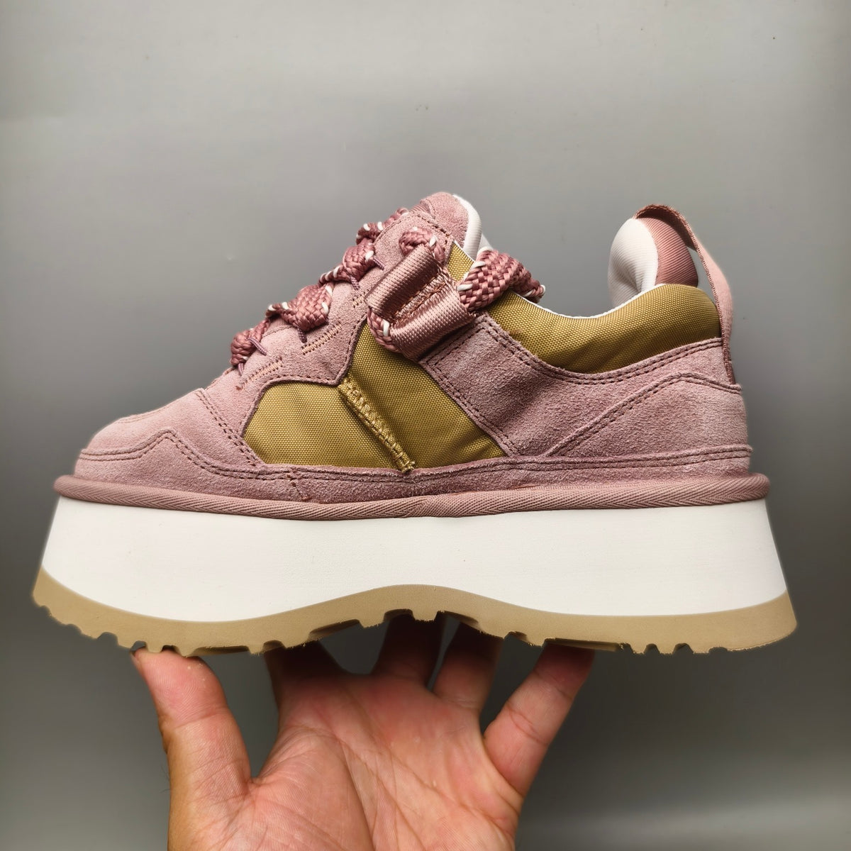 Pink Chunky Platform Lace-Up Sneakers | Style 1541