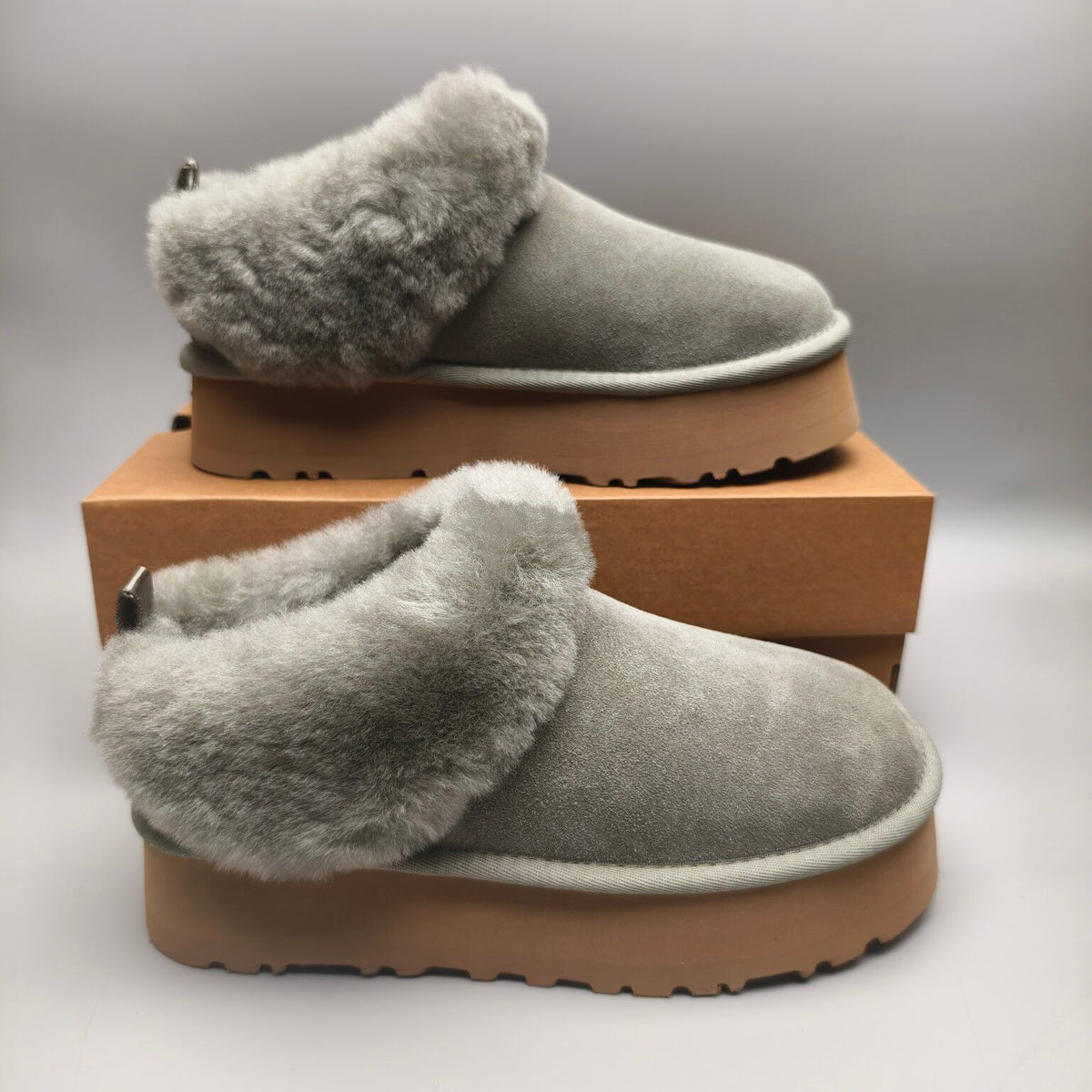 Green Platform Slip-On Shoes with Suede-Look Finish | Style 1393