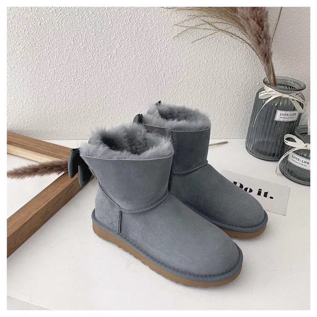 Gray Bow-Detail Ankle Boots | Style 3130