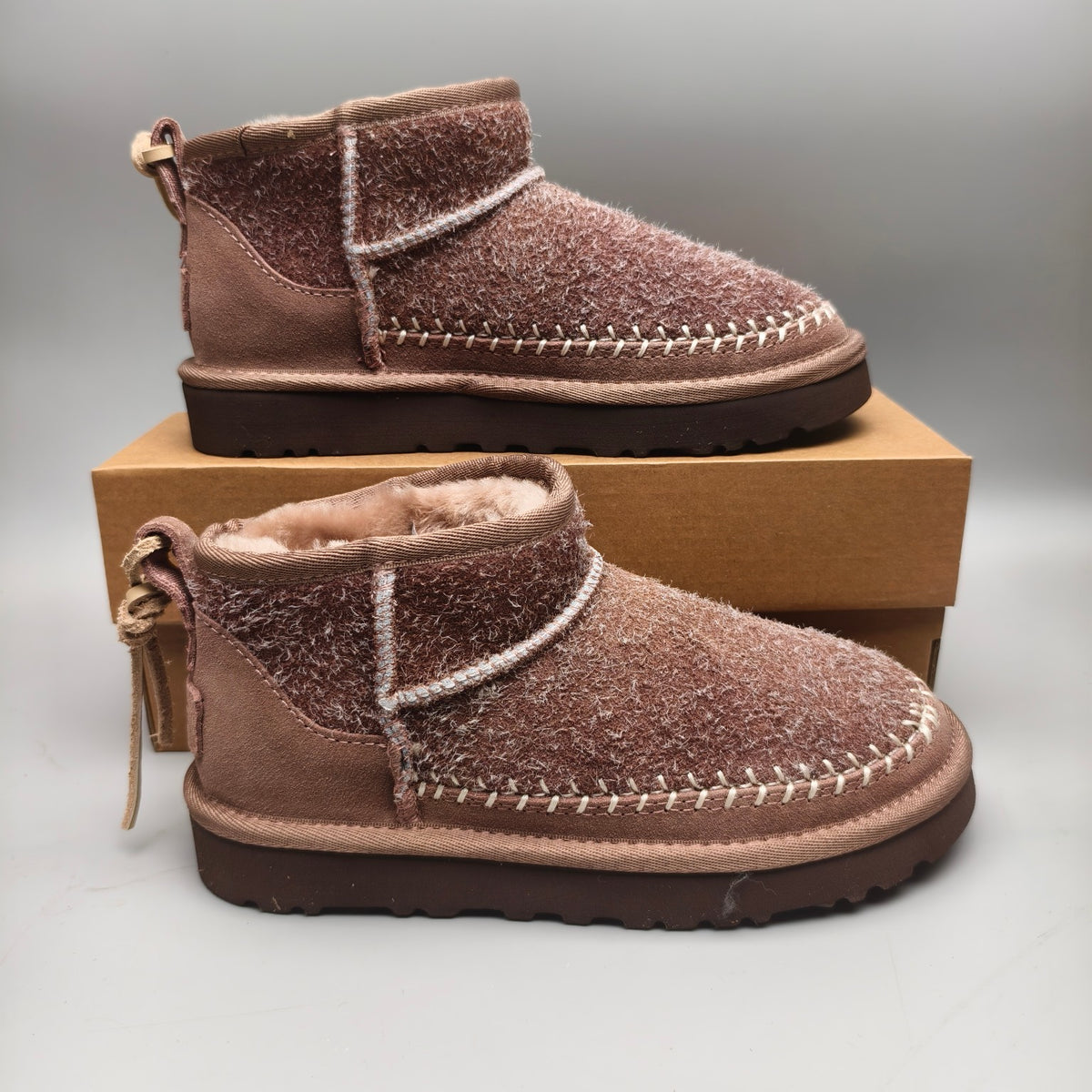 Brown Suede-Look Shoes with Back Strap | Style 1538