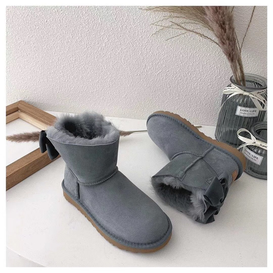 Gray Bow-Detail Ankle Boots | Style 3130