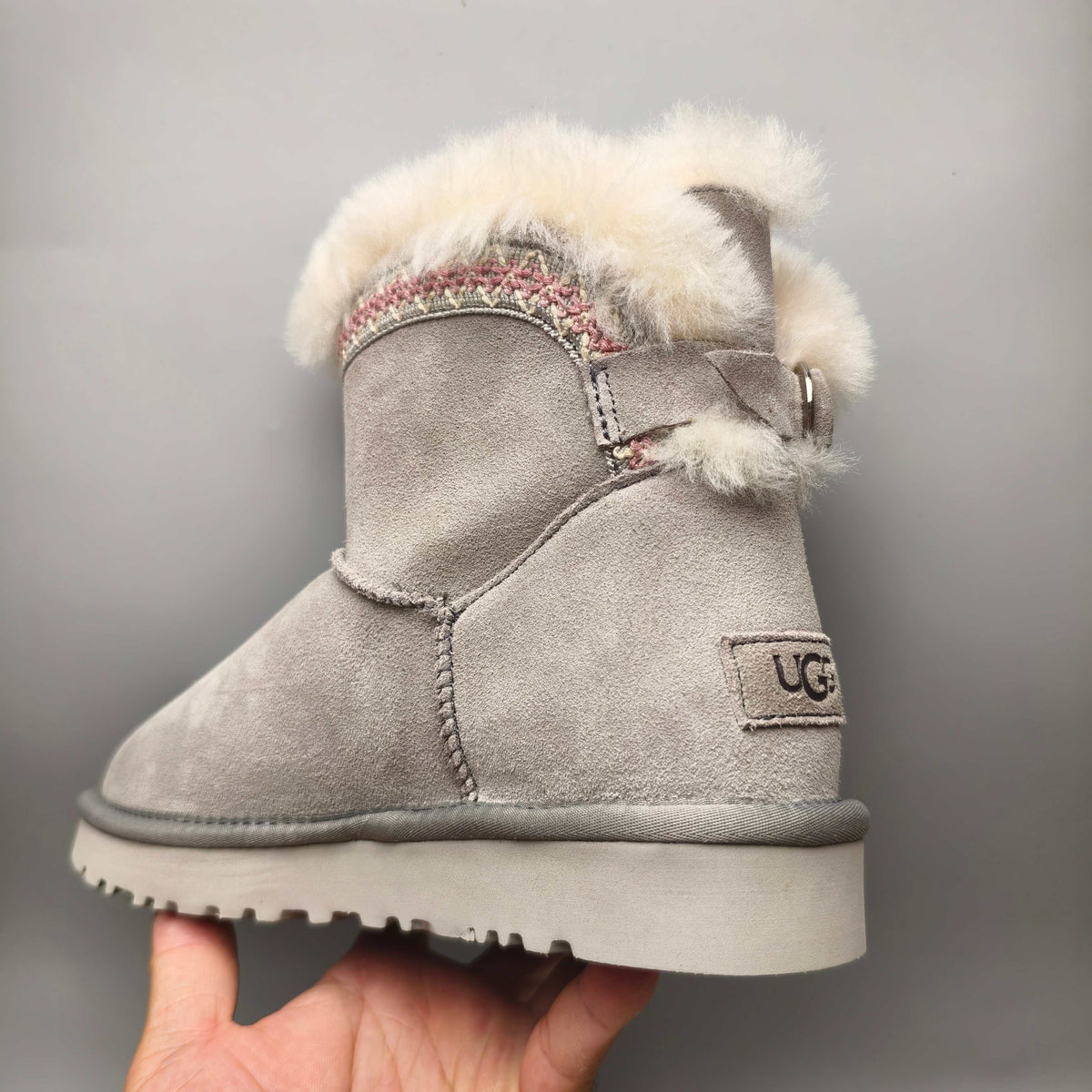 Gray Boho-Inspired Casual Shoes with Back Strap | Style 4517