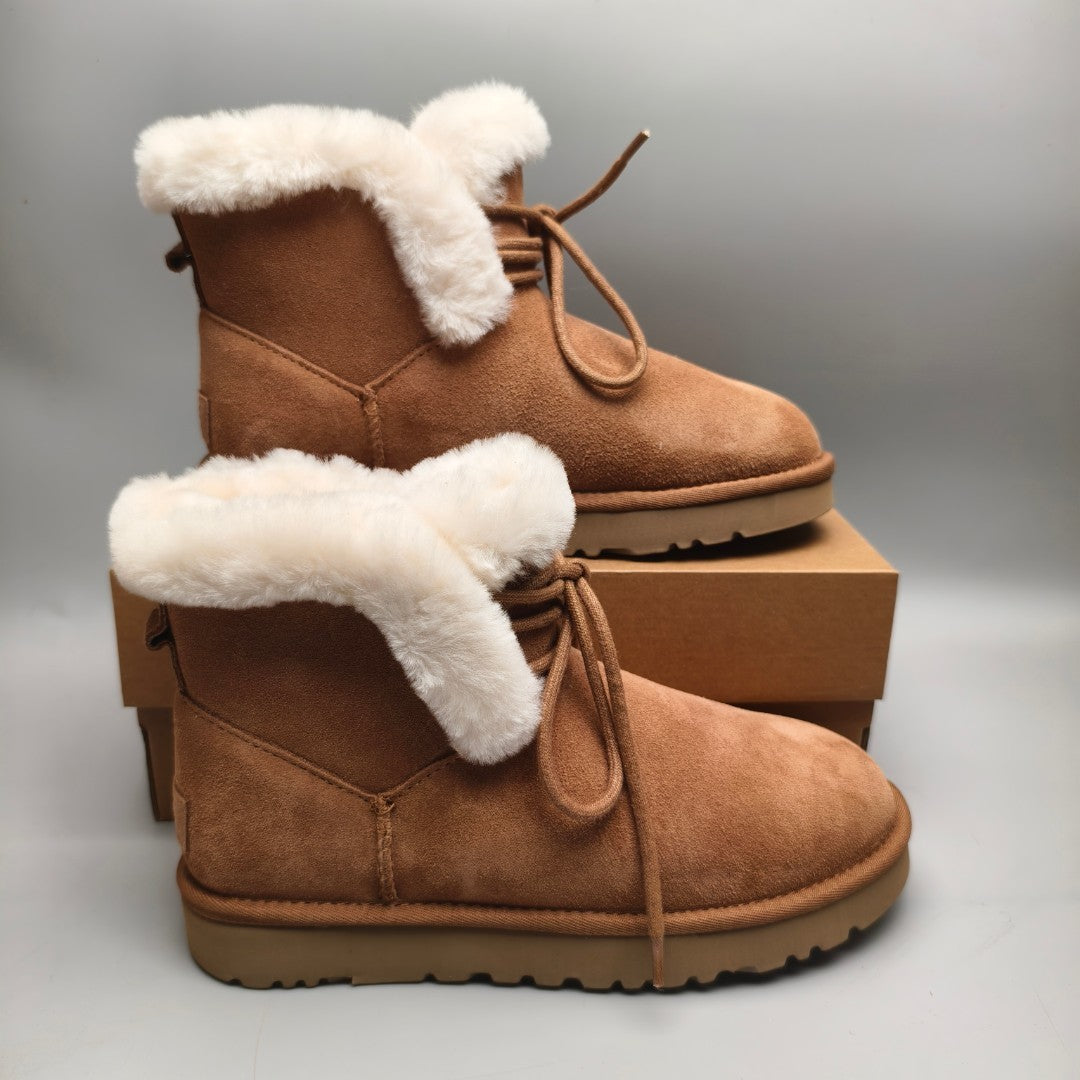 Chestnut Lace-Up Mid-Calf Casual Boots | Style 4576