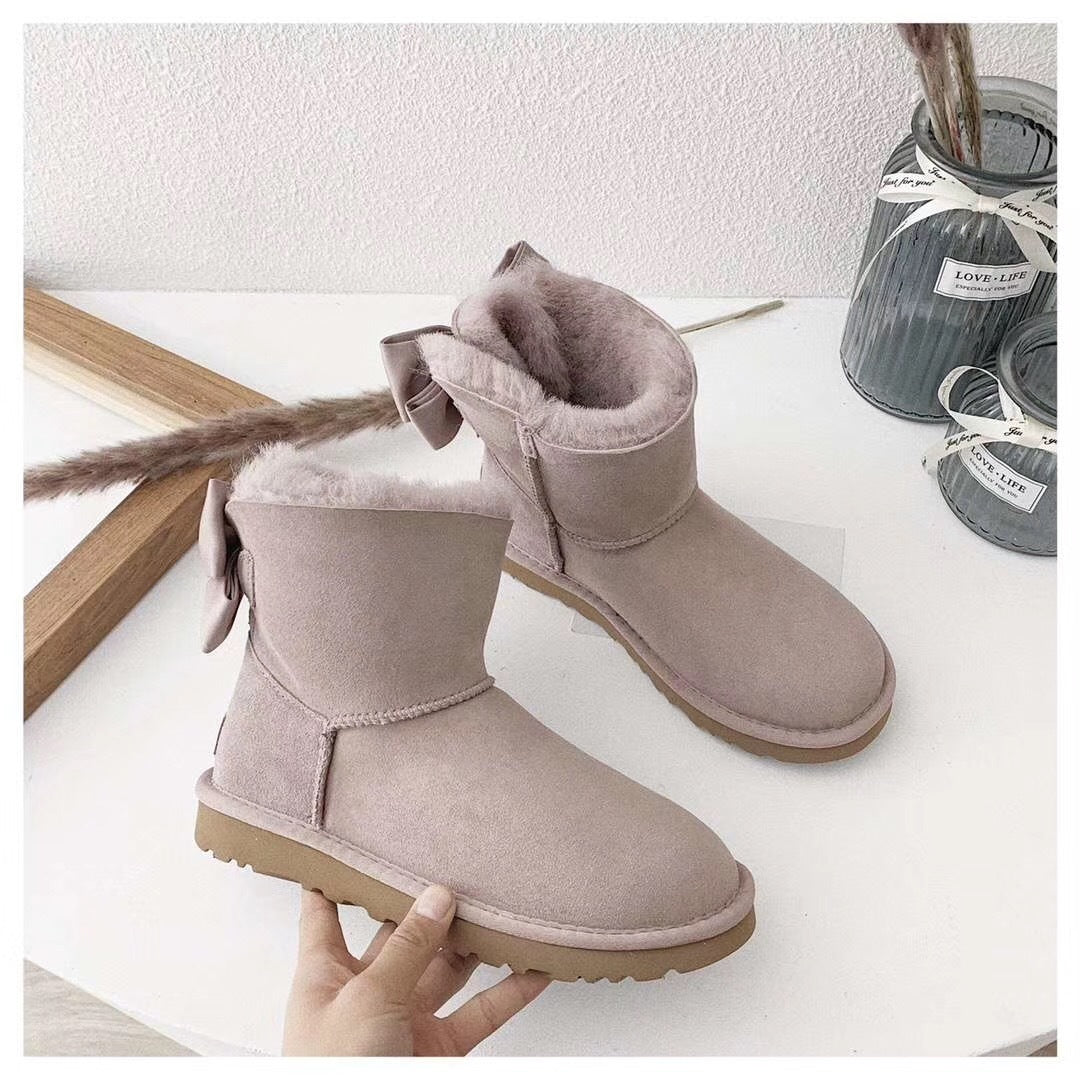 Dusky Pink Bow-Detail Ankle Boots | Style 3130