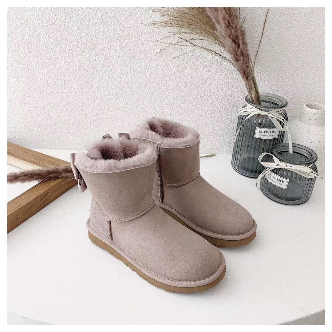 Dusky Pink Bow-Detail Ankle Boots | Style 3130