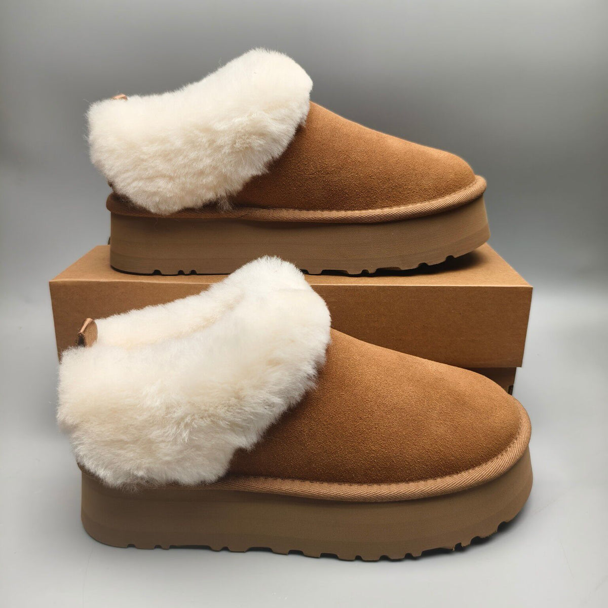 Chestnut Platform Slip-On Shoes with Suede-Look Finish | Style 1393