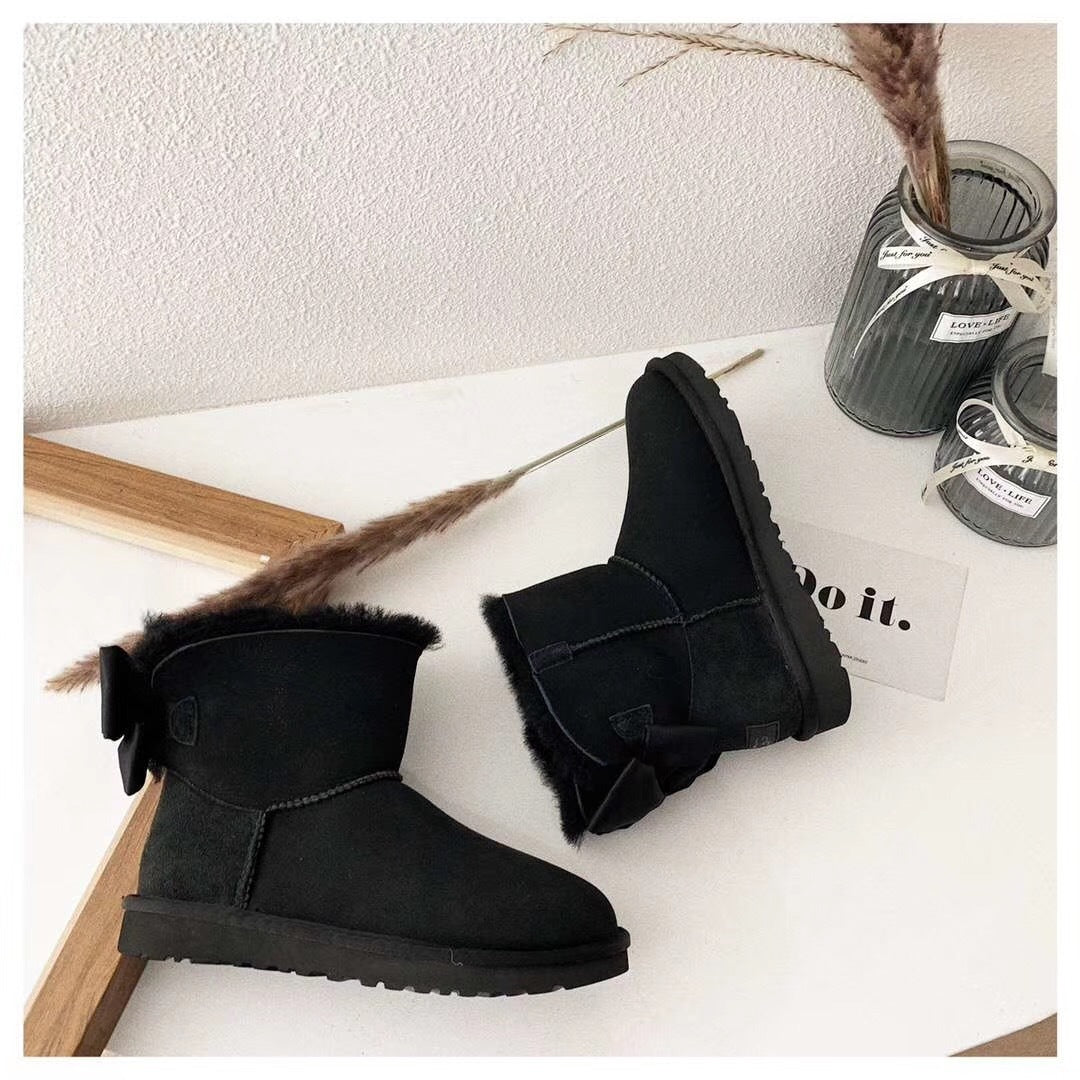 Black Bow-Detail Ankle Boots | Style 3130