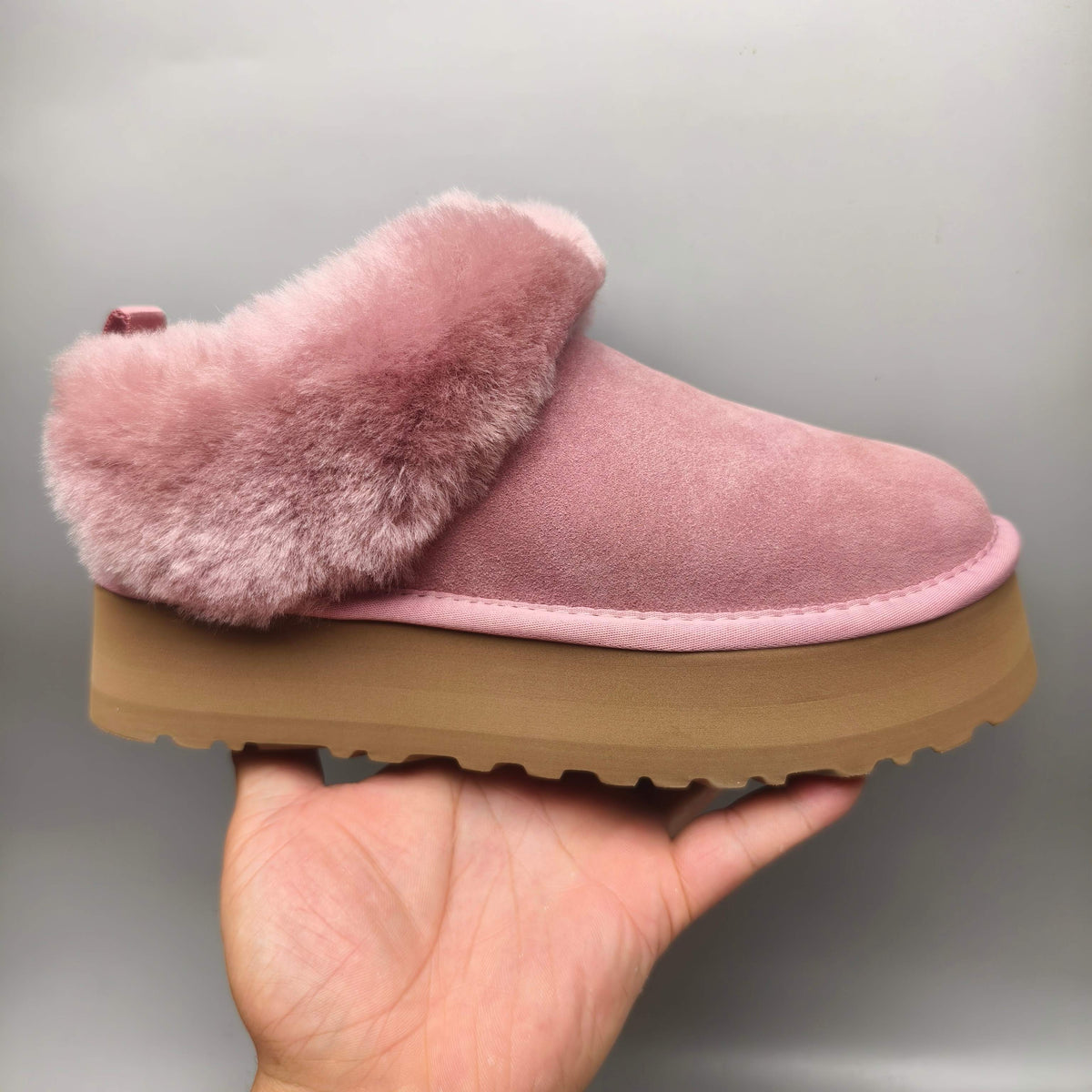 Pink Platform Slip-On Shoes with Suede-Look Finish | Style 1393