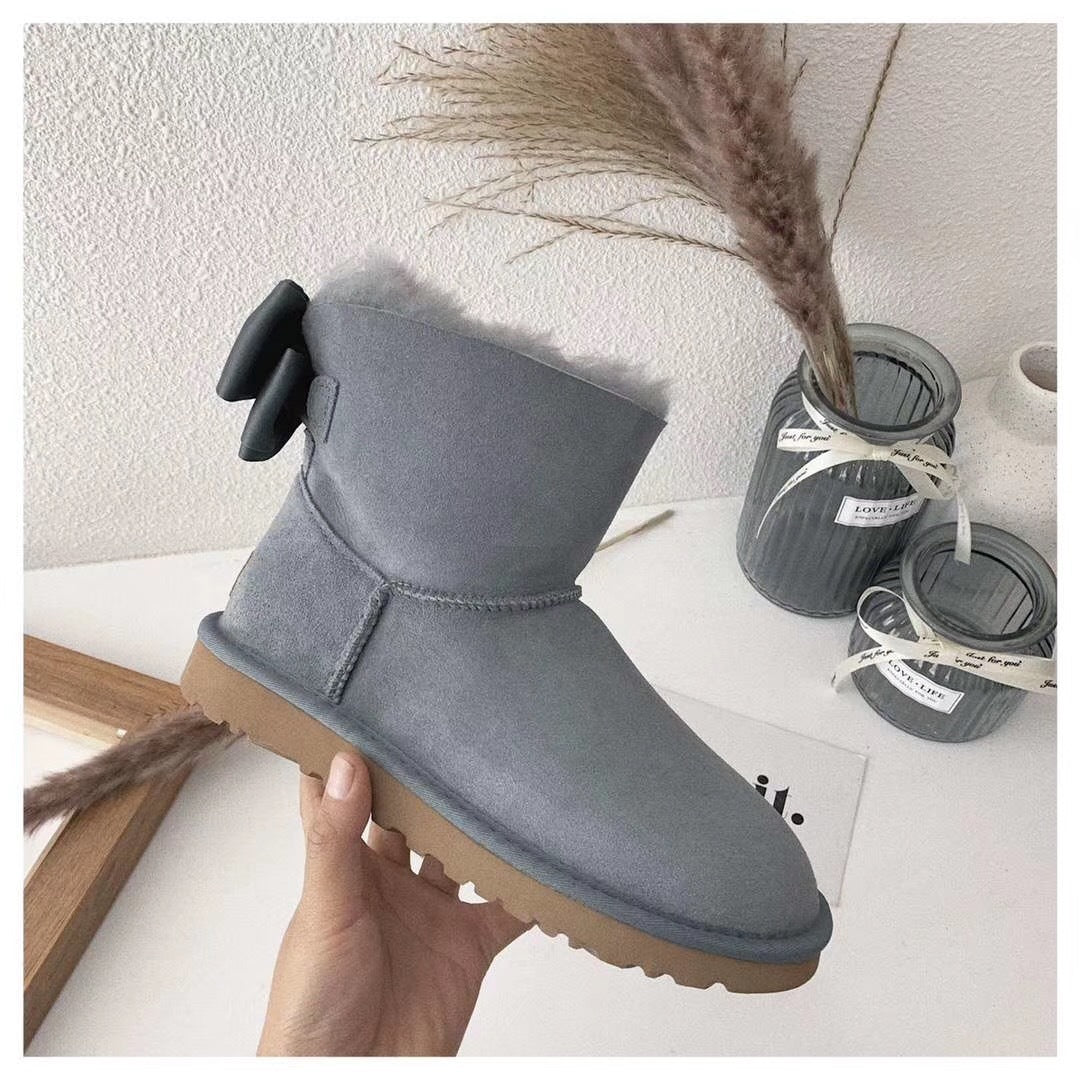 Gray Bow-Detail Ankle Boots | Style 3130