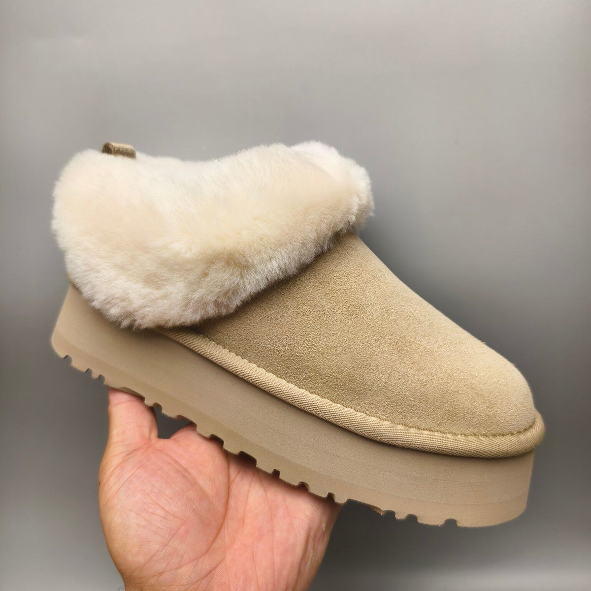 Sand Platform Slip-On Shoes with Suede-Look Finish | Style 1393