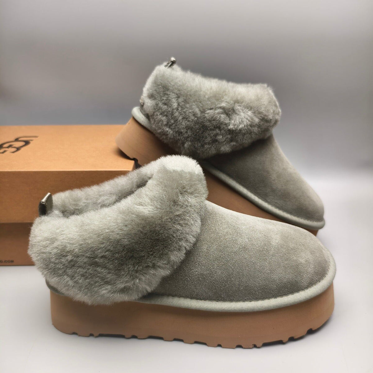 Green Platform Slip-On Shoes with Suede-Look Finish | Style 1393