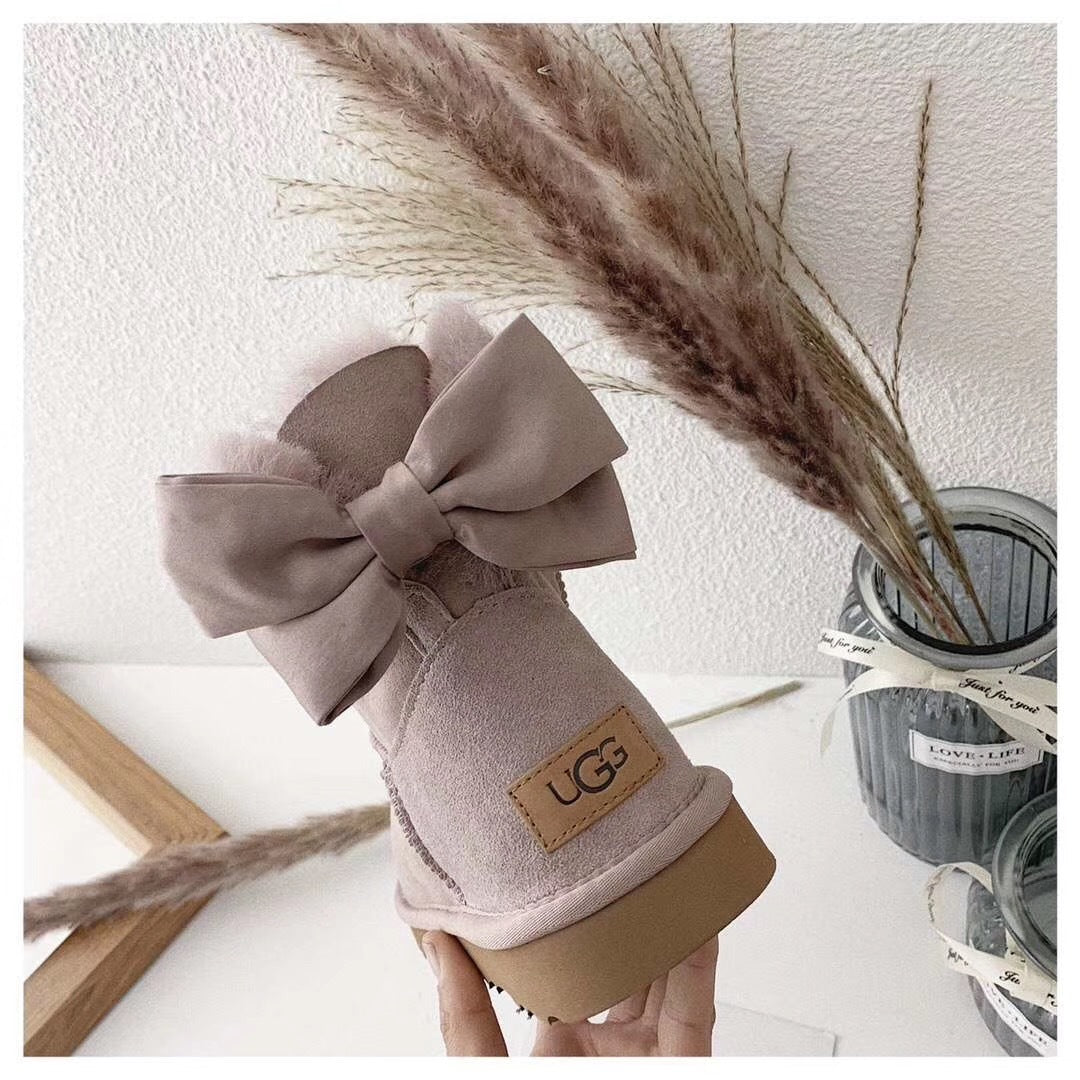 Dusky Pink Bow-Detail Ankle Boots | Style 3130