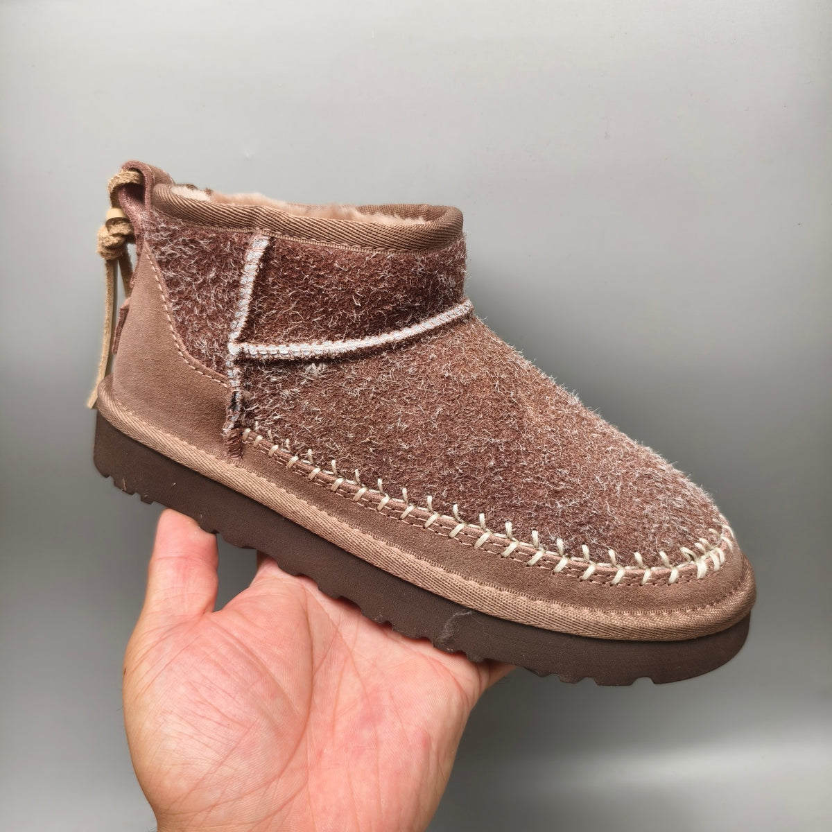 Brown Suede-Look Shoes with Back Strap | Style 1538