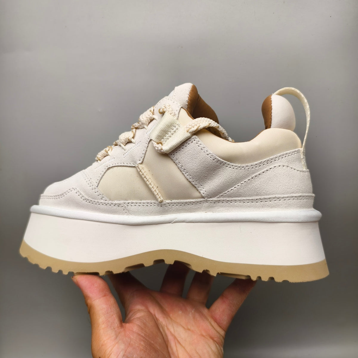 White Chunky Platform Lace-Up Sneakers | Style 1541
