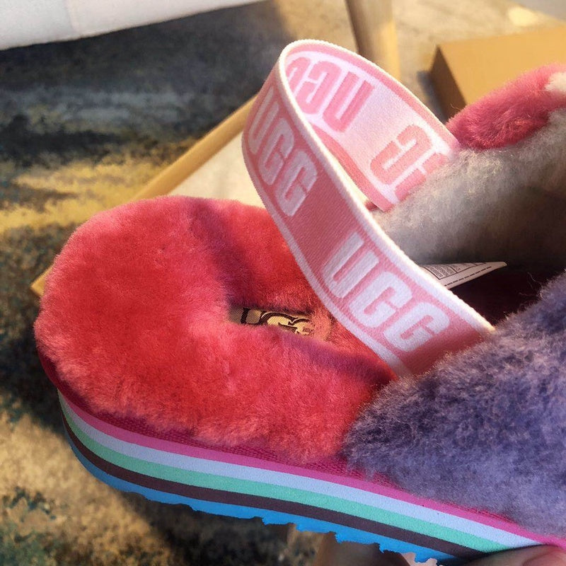 Fuchsia Colorblock Platform Sandals | Style 3490