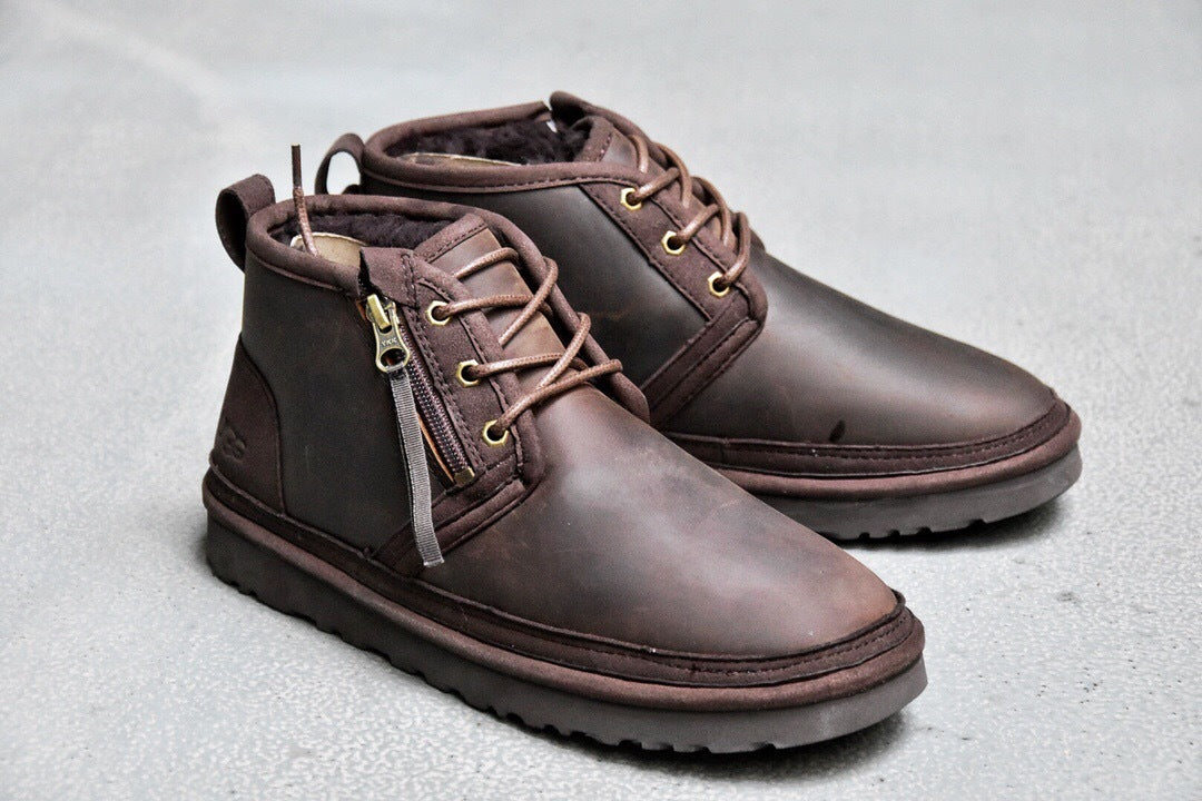 Men's Crazy Horse Leather Zip-Up Casual Shoes | Style 3883